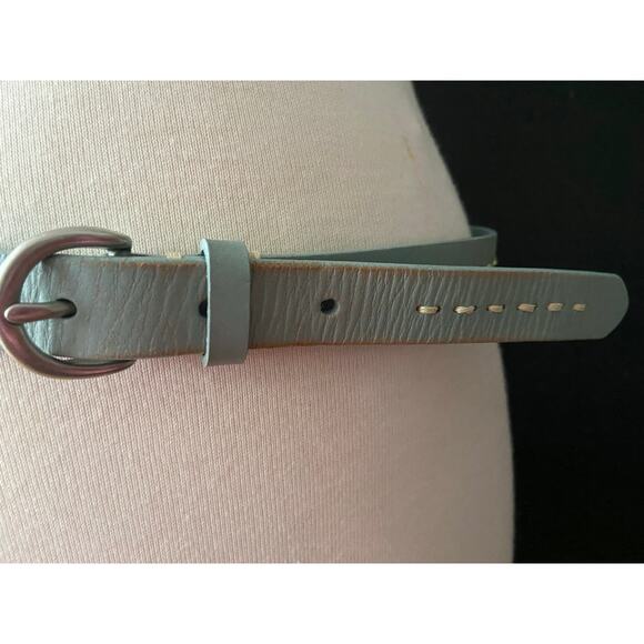 EDDIE BAUER Skinny Light Green Leather Belt w/Whipstitch Accent sz S - Picture 3 of 11